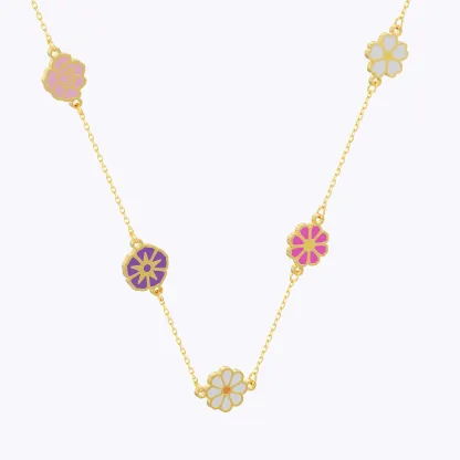 Custom 1-8 Separated Colorful Birth Flower Necklace