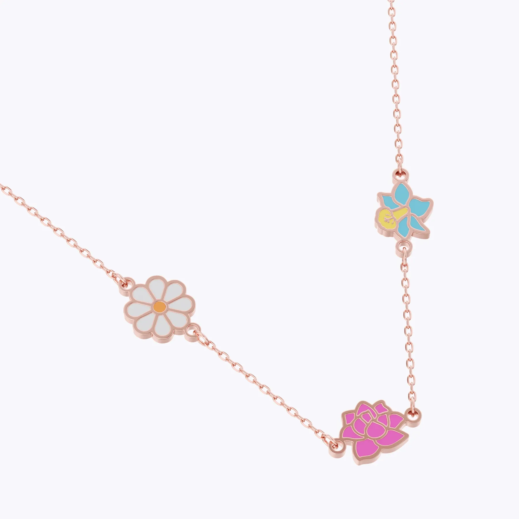 Custom 1-8 Separated Colorful Birth Flower Necklace