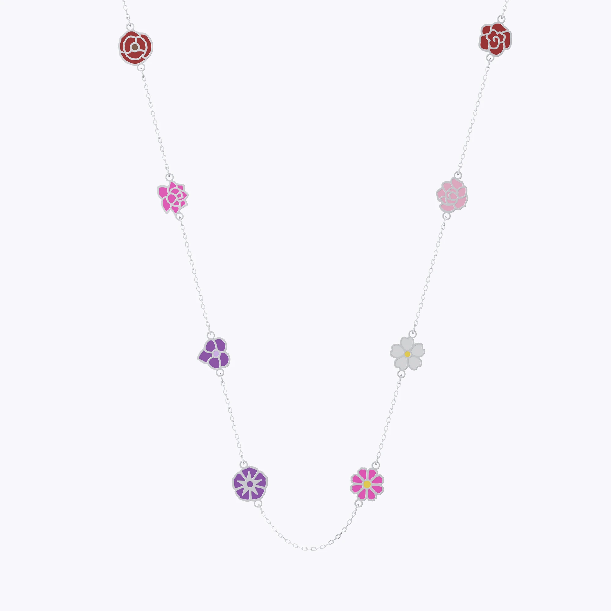Custom 1-8 Separated Colorful Birth Flower Necklace