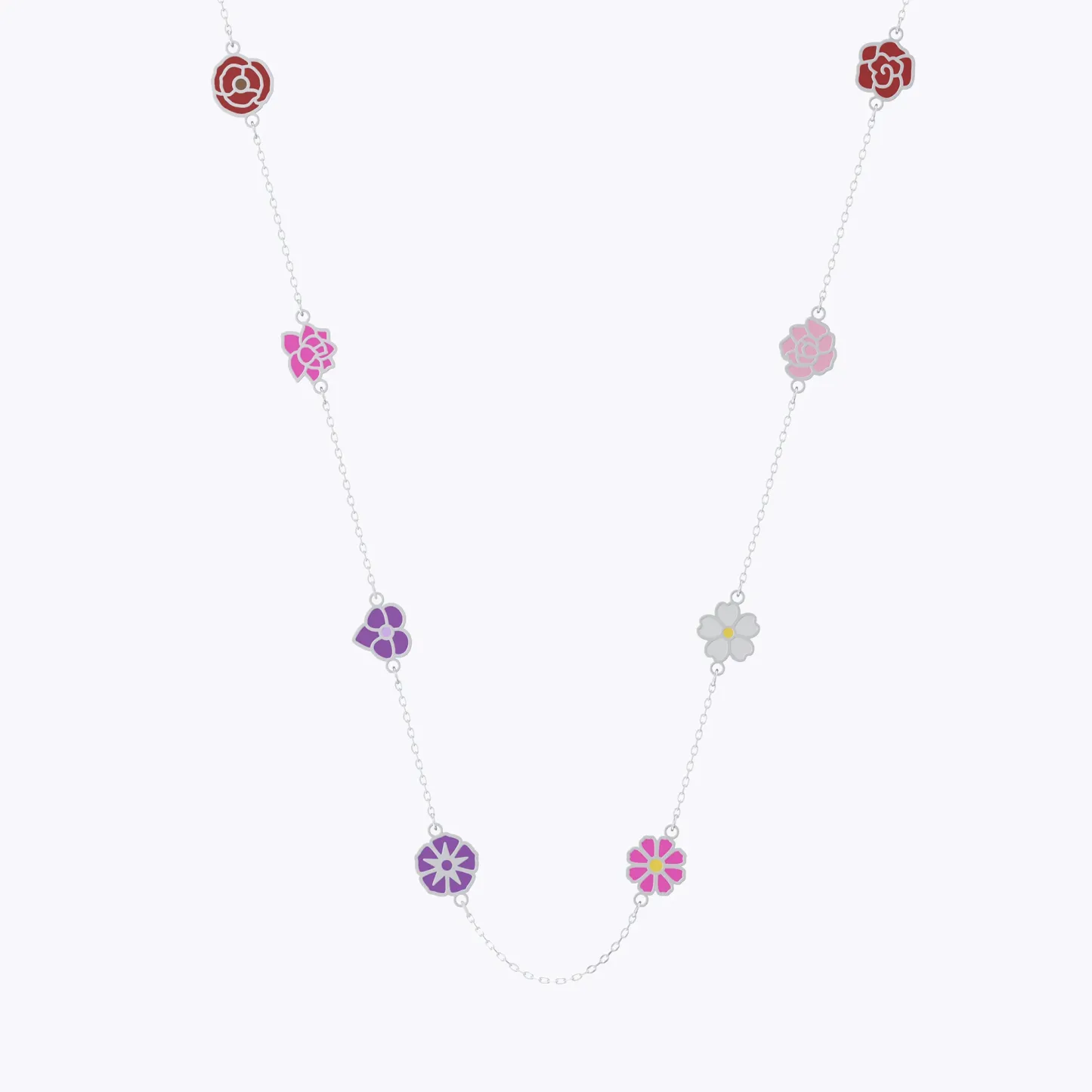 Custom 1-8 Separated Colorful Birth Flower Necklace
