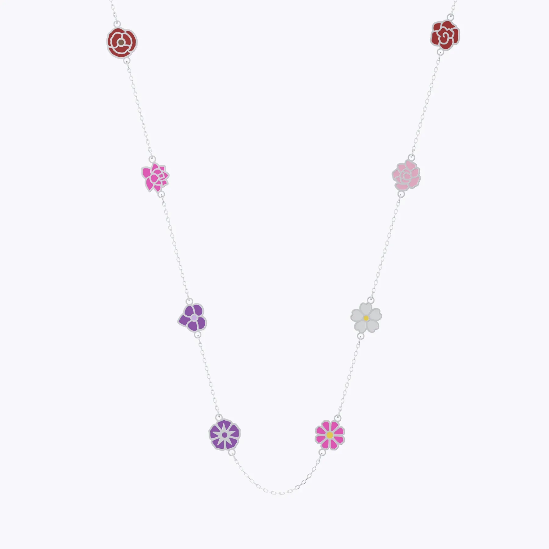 Custom 1-8 Separated Colorful Birth Flower Necklace
