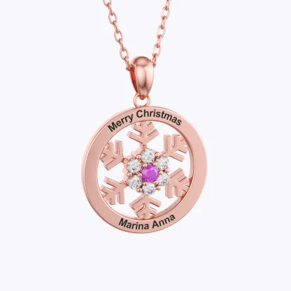 Personalized Birthstone Snowflake Christmas Necklace