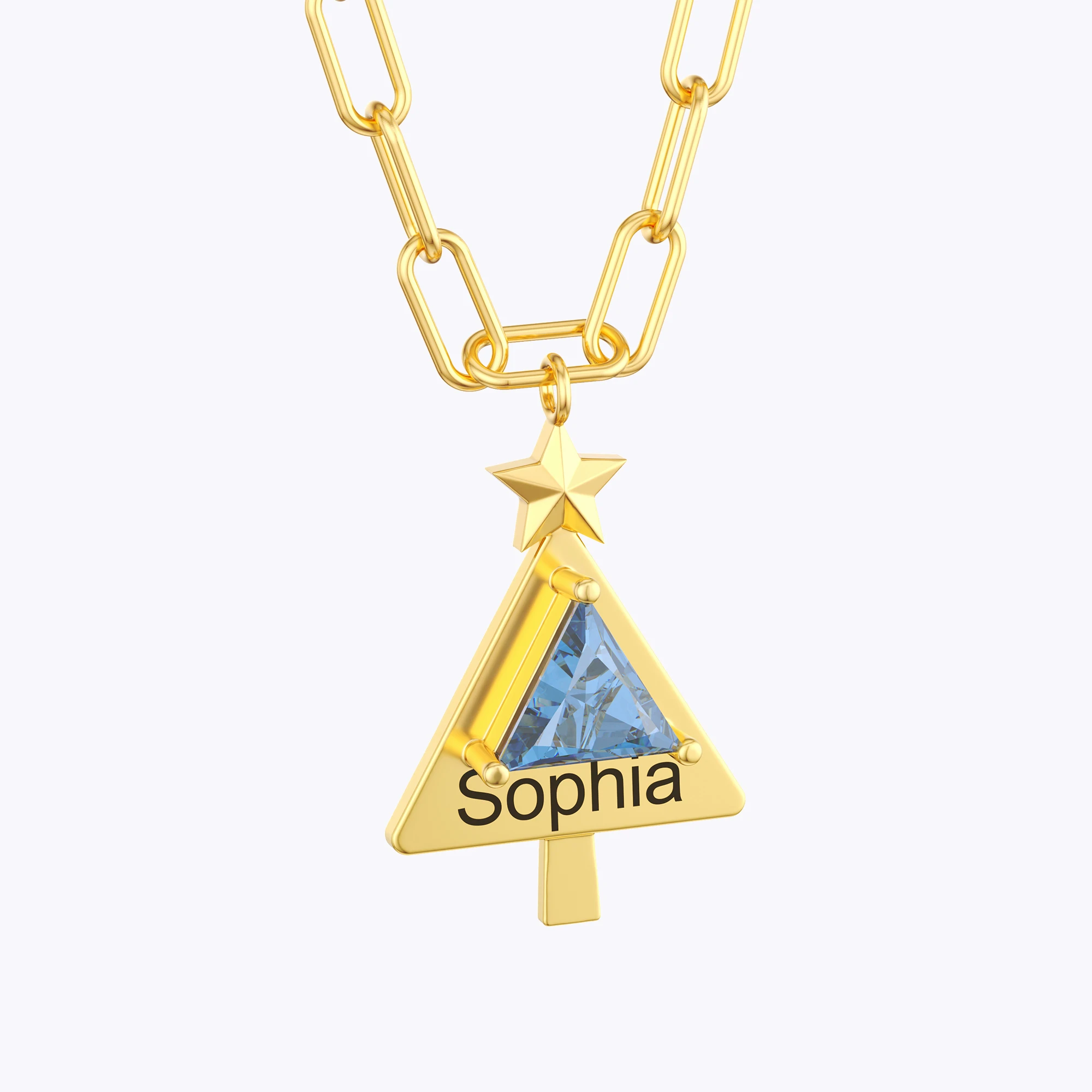 Custom 1-8 Christmas Trees with Triangle Birthstone Necklace