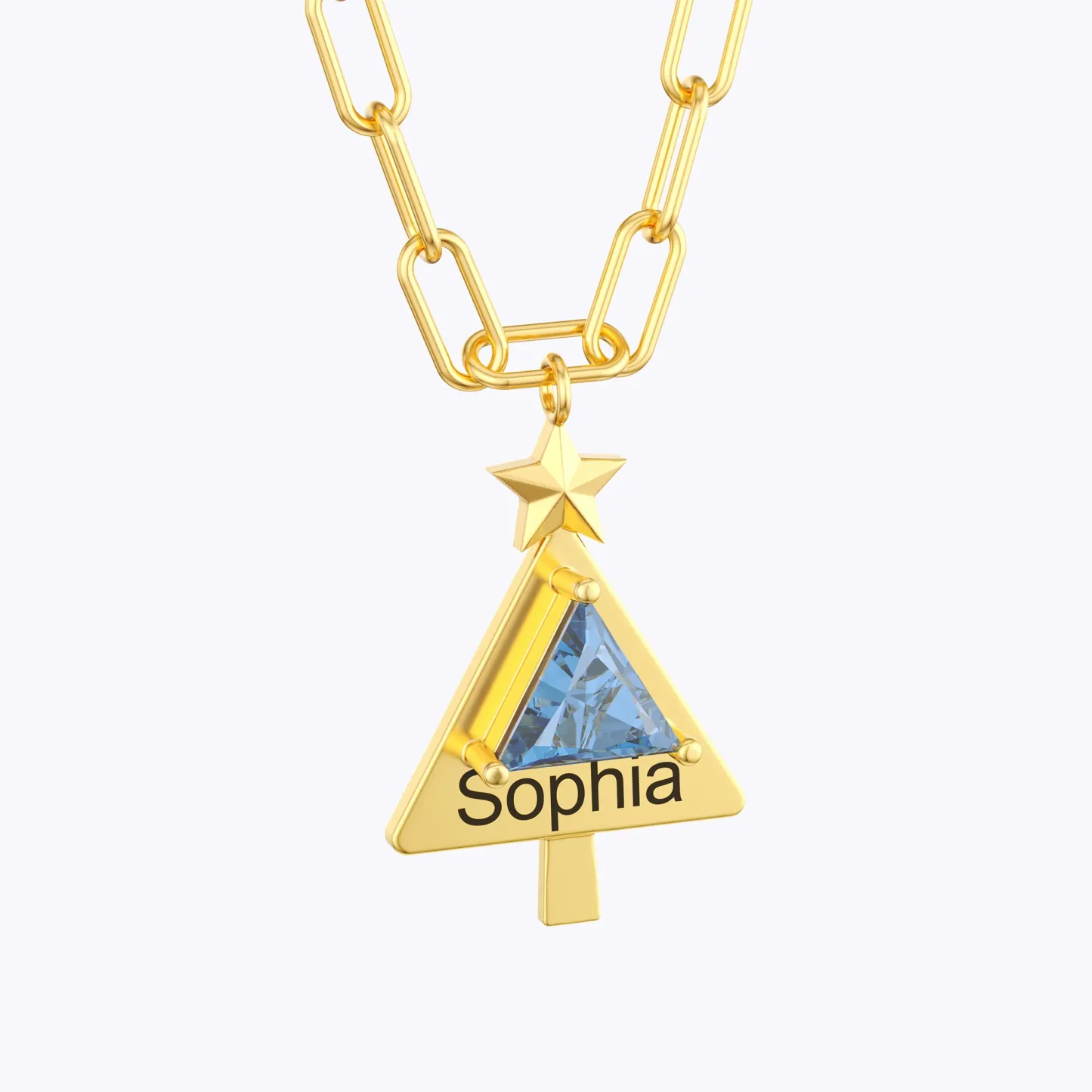 Custom 1-8 Christmas Trees with Triangle Birthstone Necklace