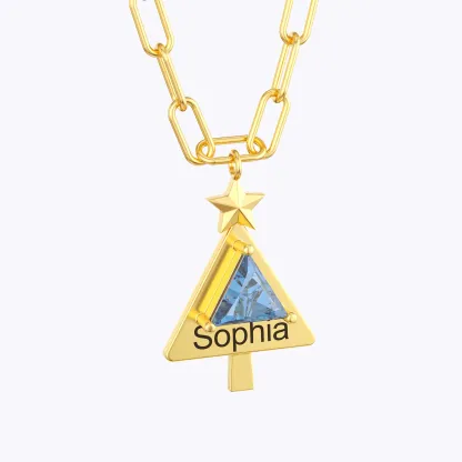 Custom 1-8 Christmas Trees with Triangle Birthstone Necklace