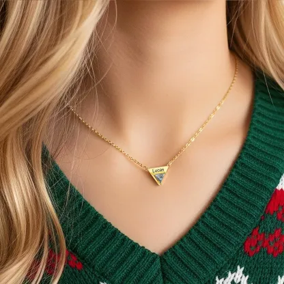 Custom 1-8 Triangle Birthstone Name Necklace