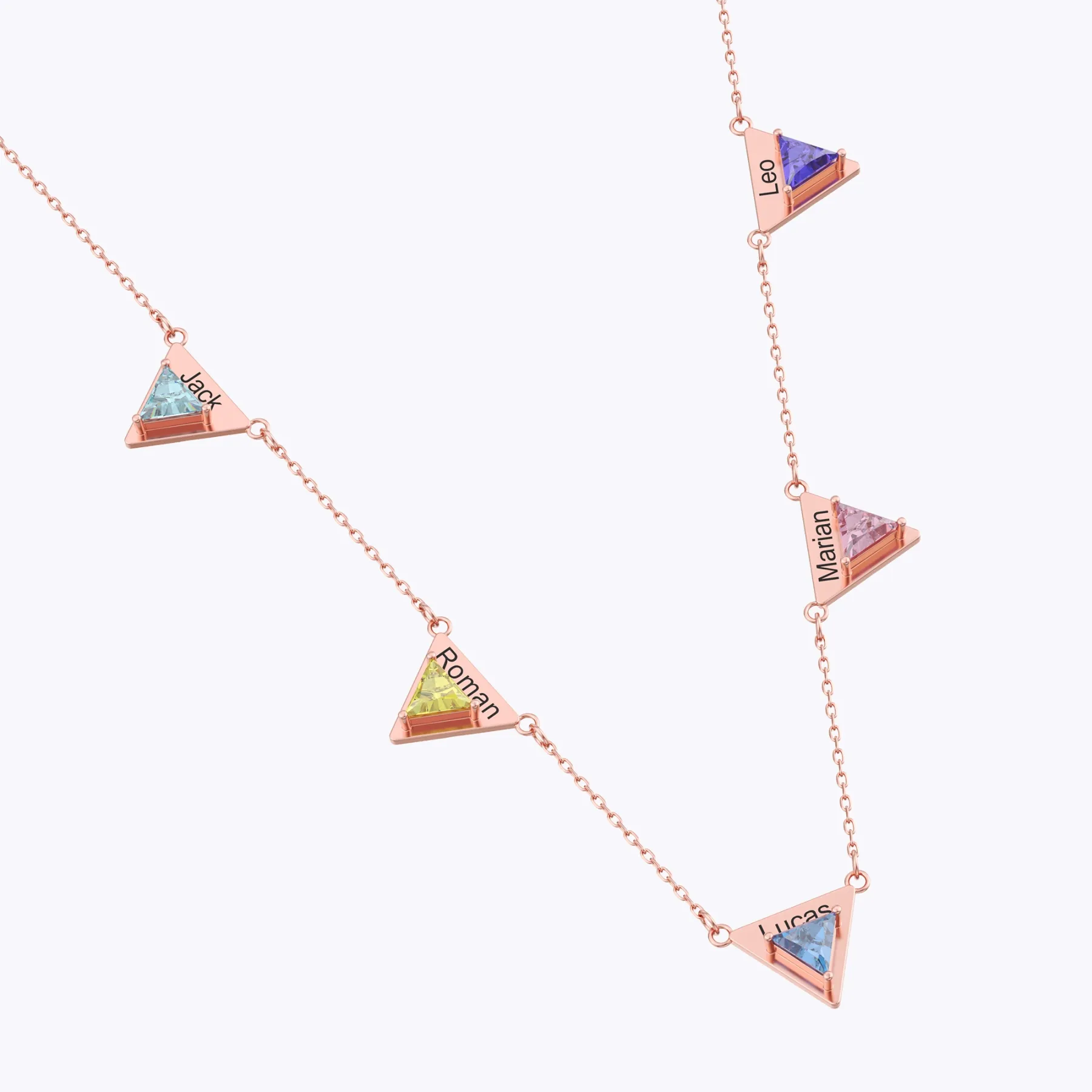 Custom 1-8 Triangle Birthstone Name Necklace