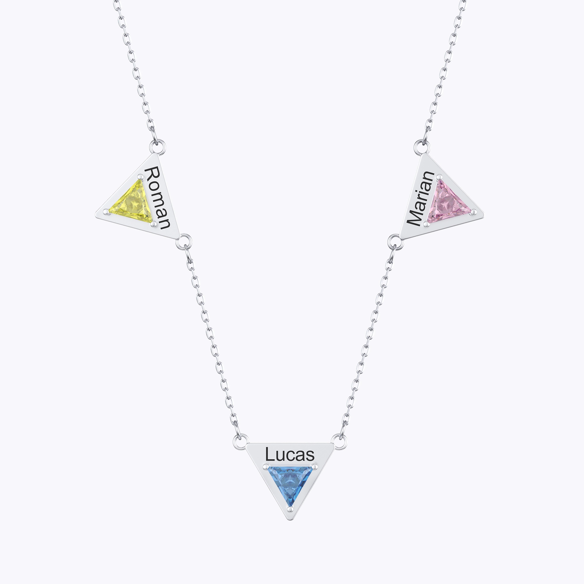 Custom 1-8 Triangle Birthstone Name Necklace