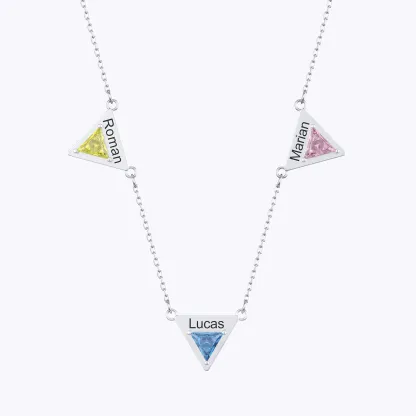 Custom 1-8 Triangle Birthstone Name Necklace