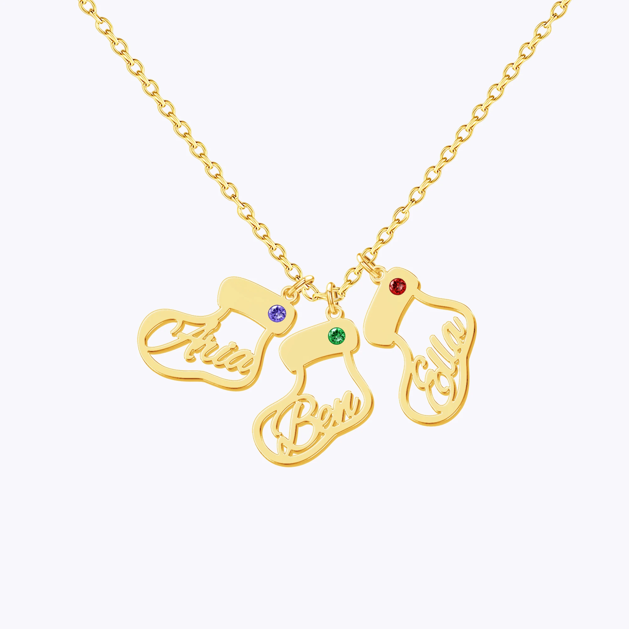 Custom 1-8 Name Christmas Stocking Adjustable Necklace