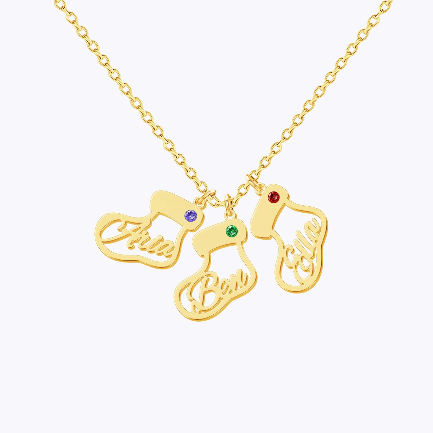 Custom 1-8 Name Christmas Stocking Adjustable Necklace