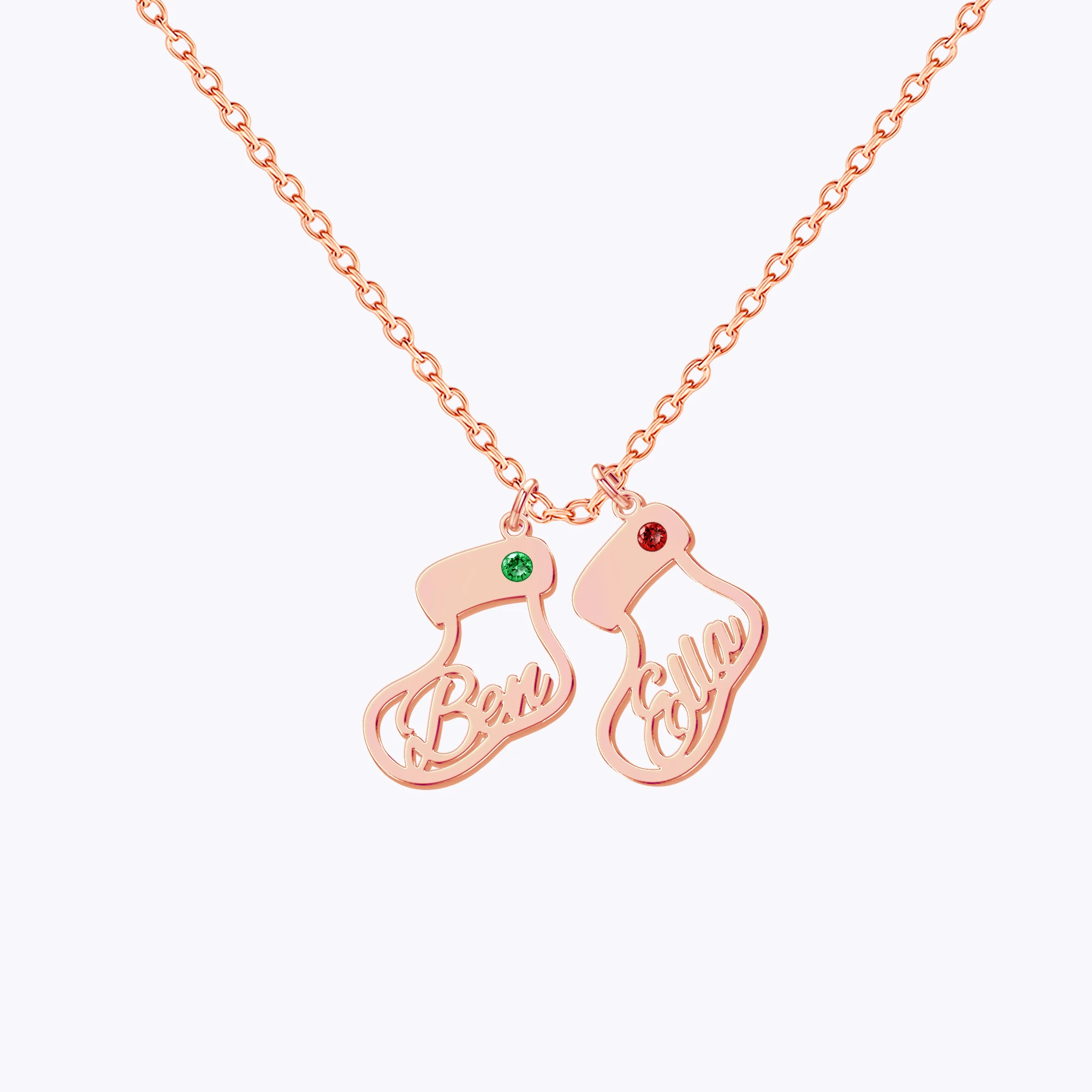 Custom 1-8 Name Christmas Stocking Adjustable Necklace