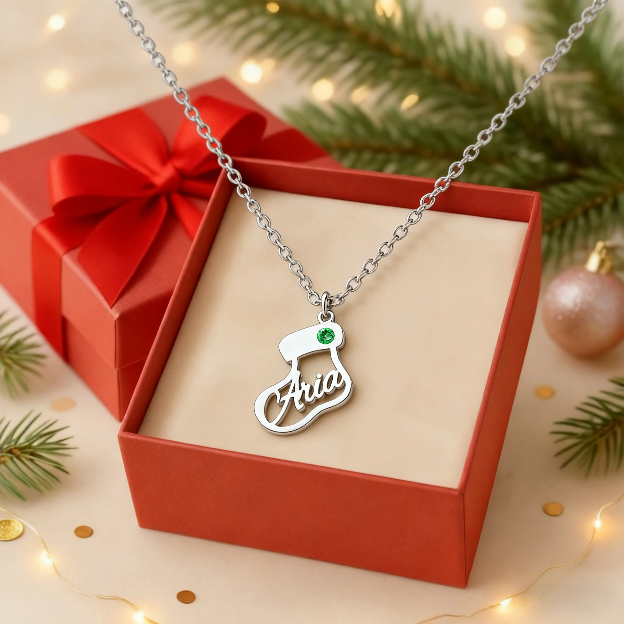 Custom 1-8 Name Christmas Stocking Adjustable Necklace