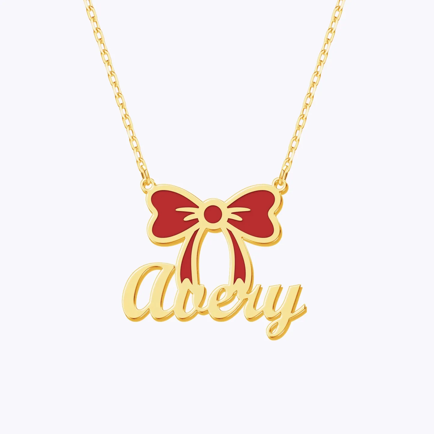 Personalized Name Bow Christmas Necklace