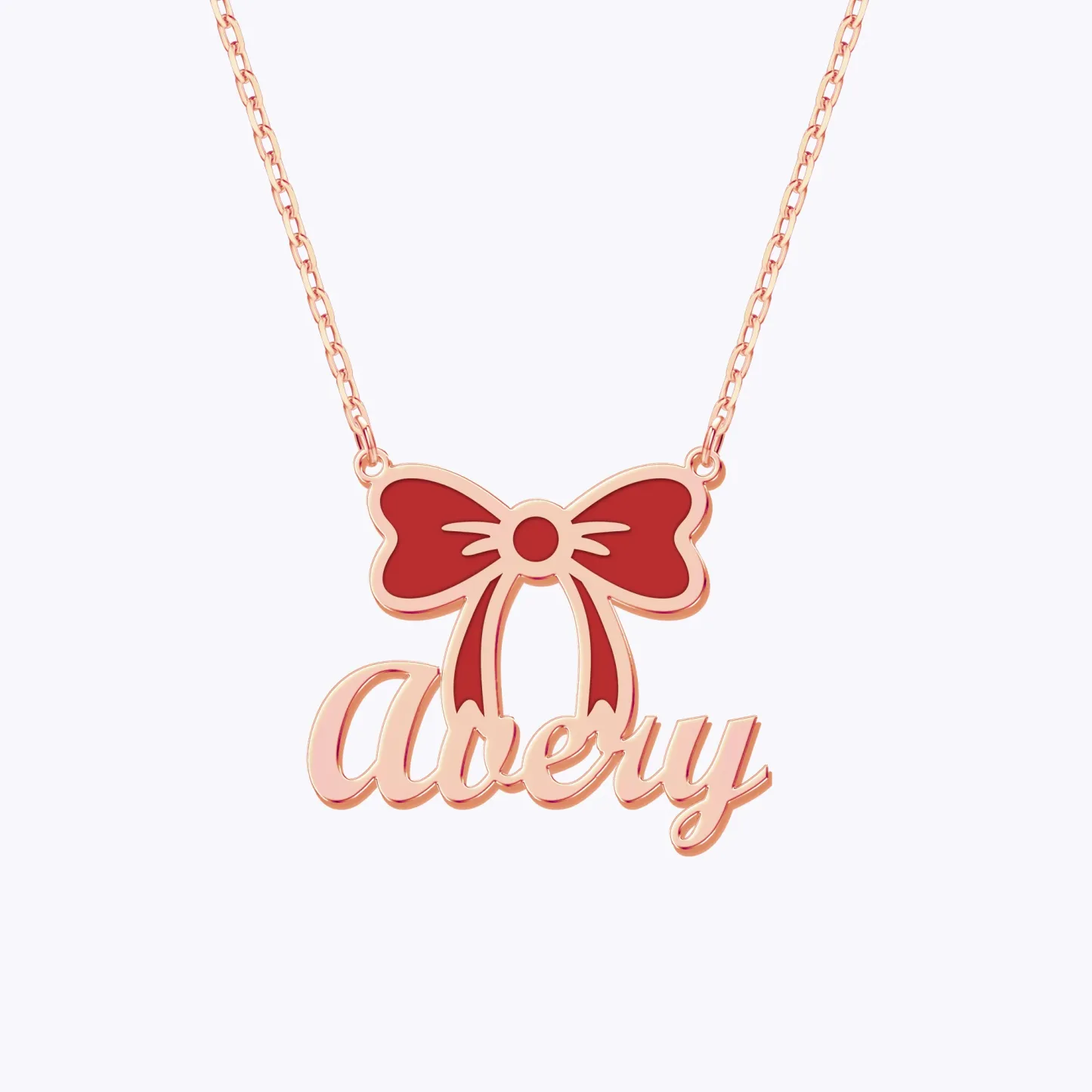 Personalized Name Bow Christmas Necklace