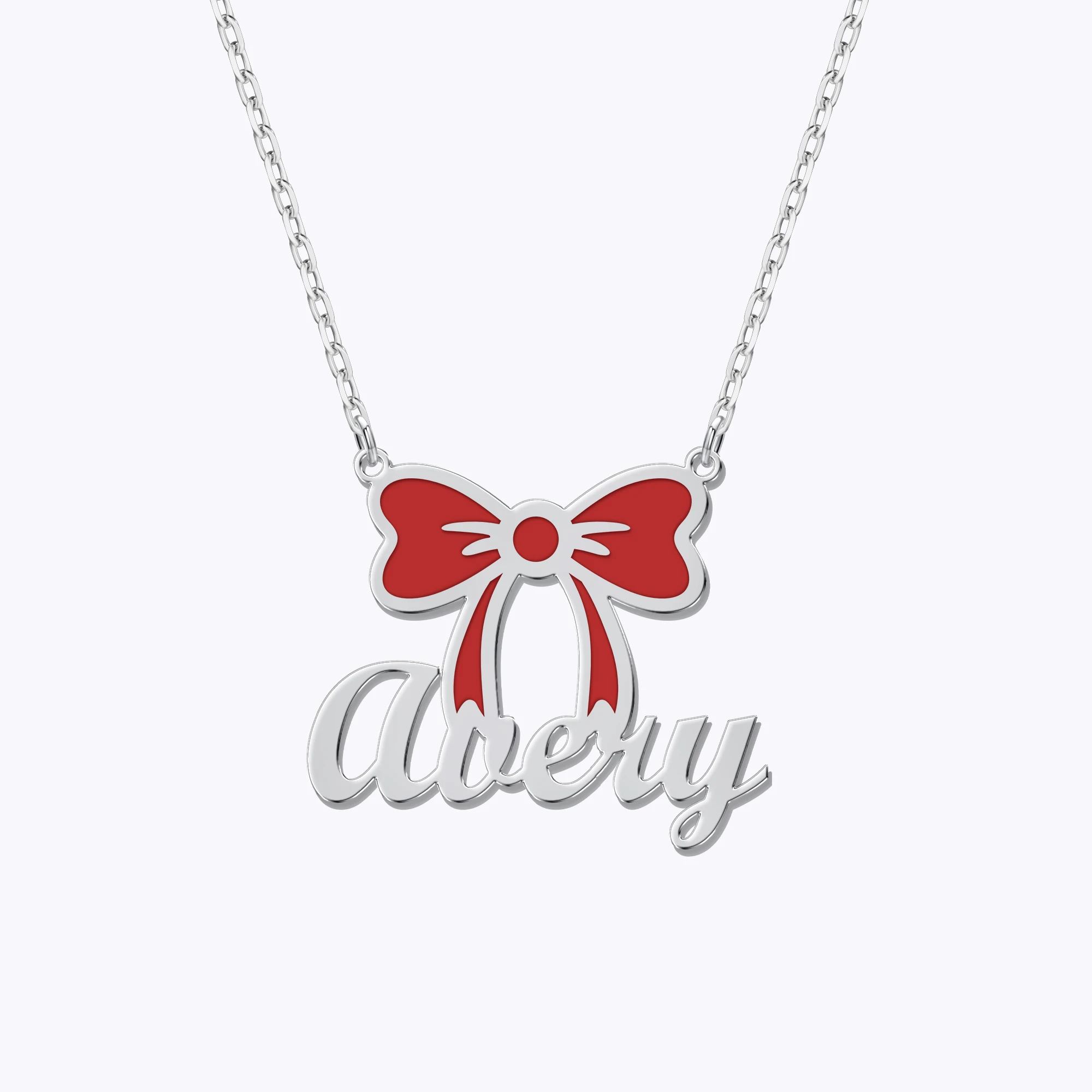 Personalized Name Bow Christmas Necklace