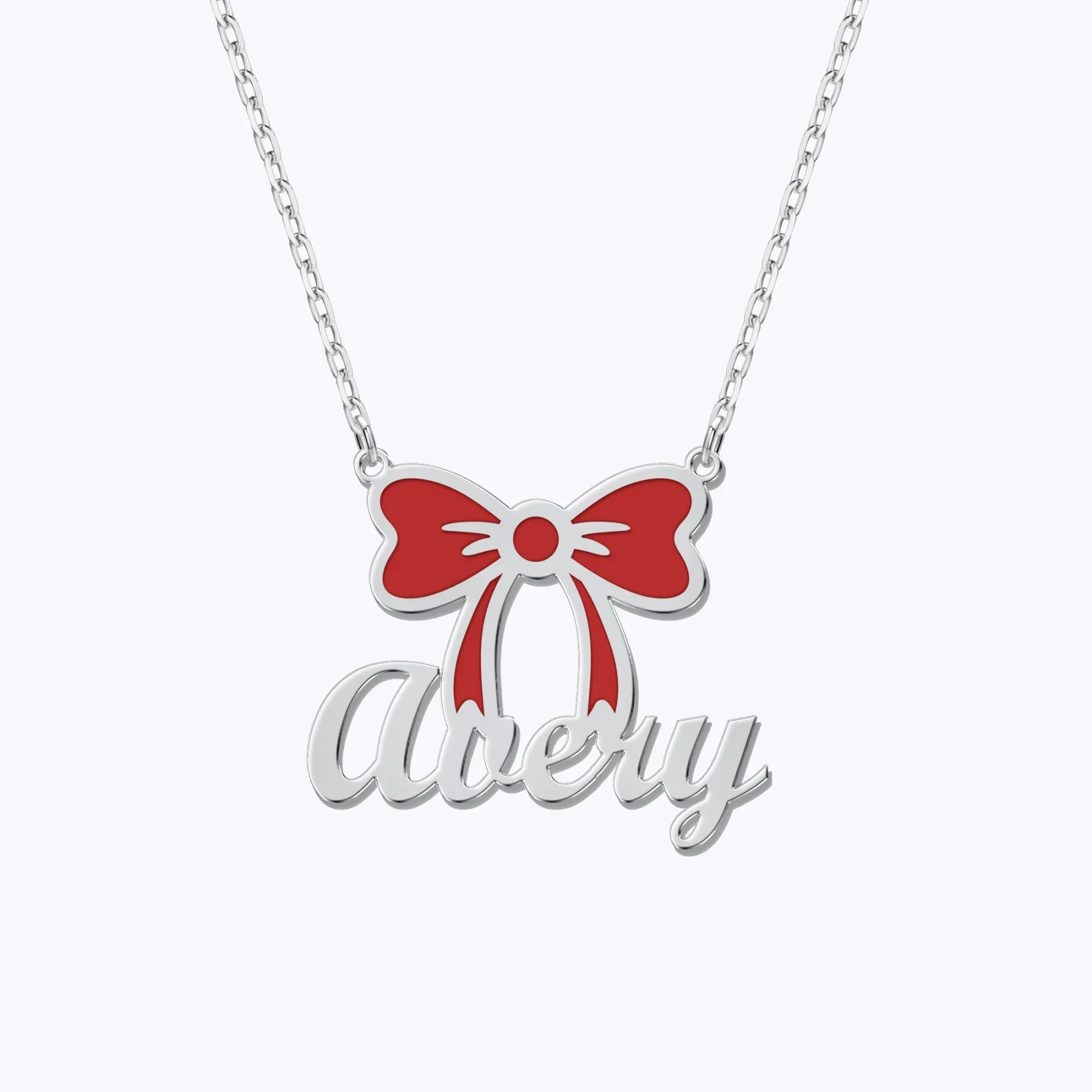 Personalized Name Bow Christmas Necklace