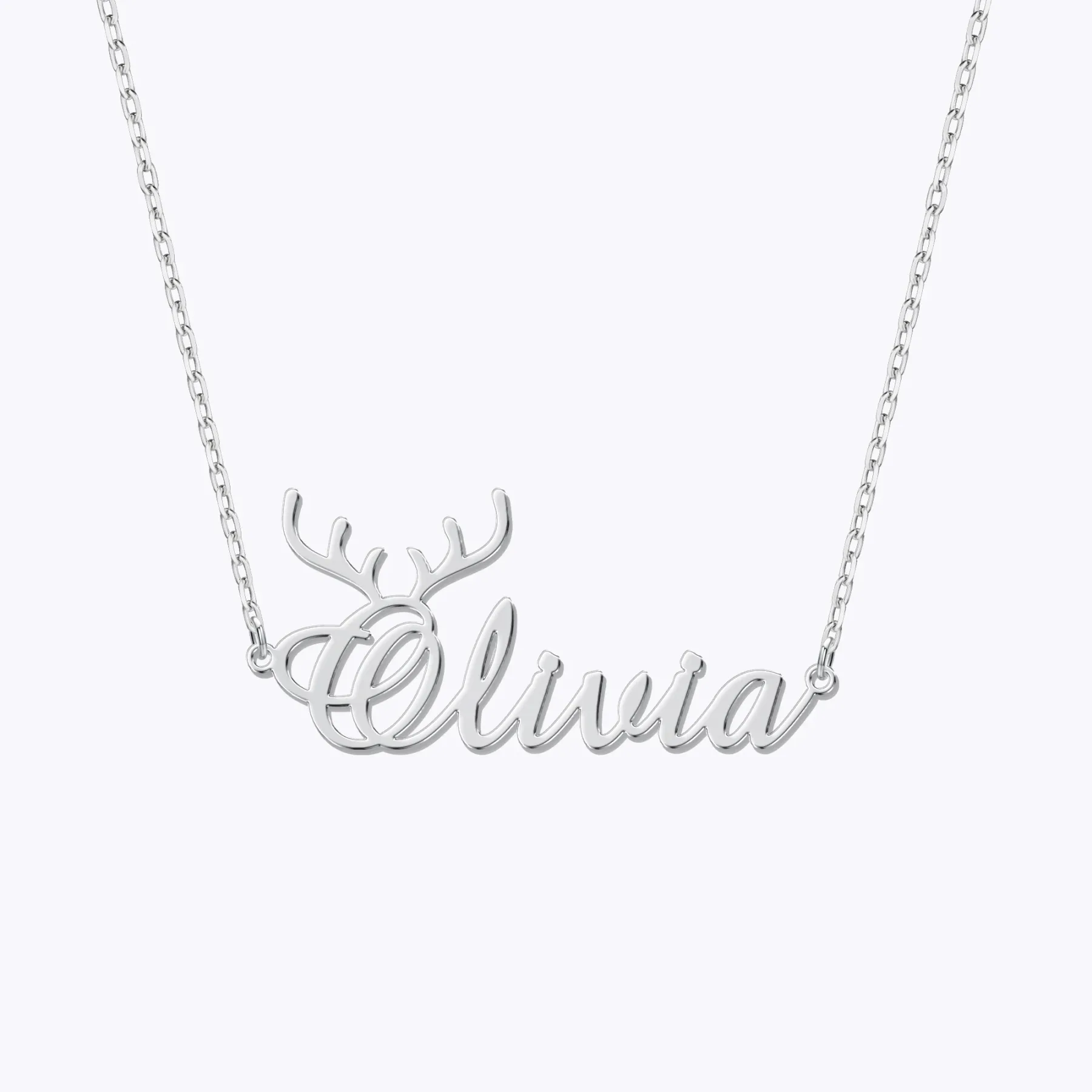 Personalized Name Deer Antlers Christmas Necklace