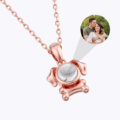 Custom Photo Projection Dog with Bone Necklace