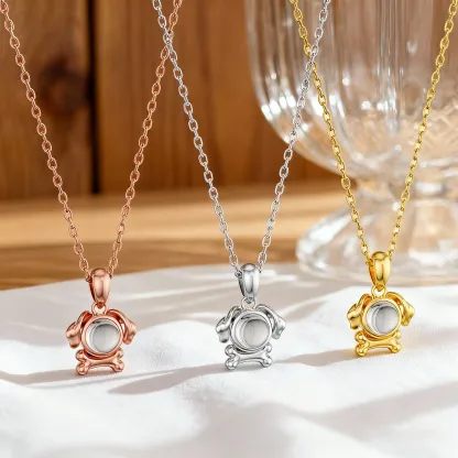 Custom Photo Projection Dog with Bone Necklace