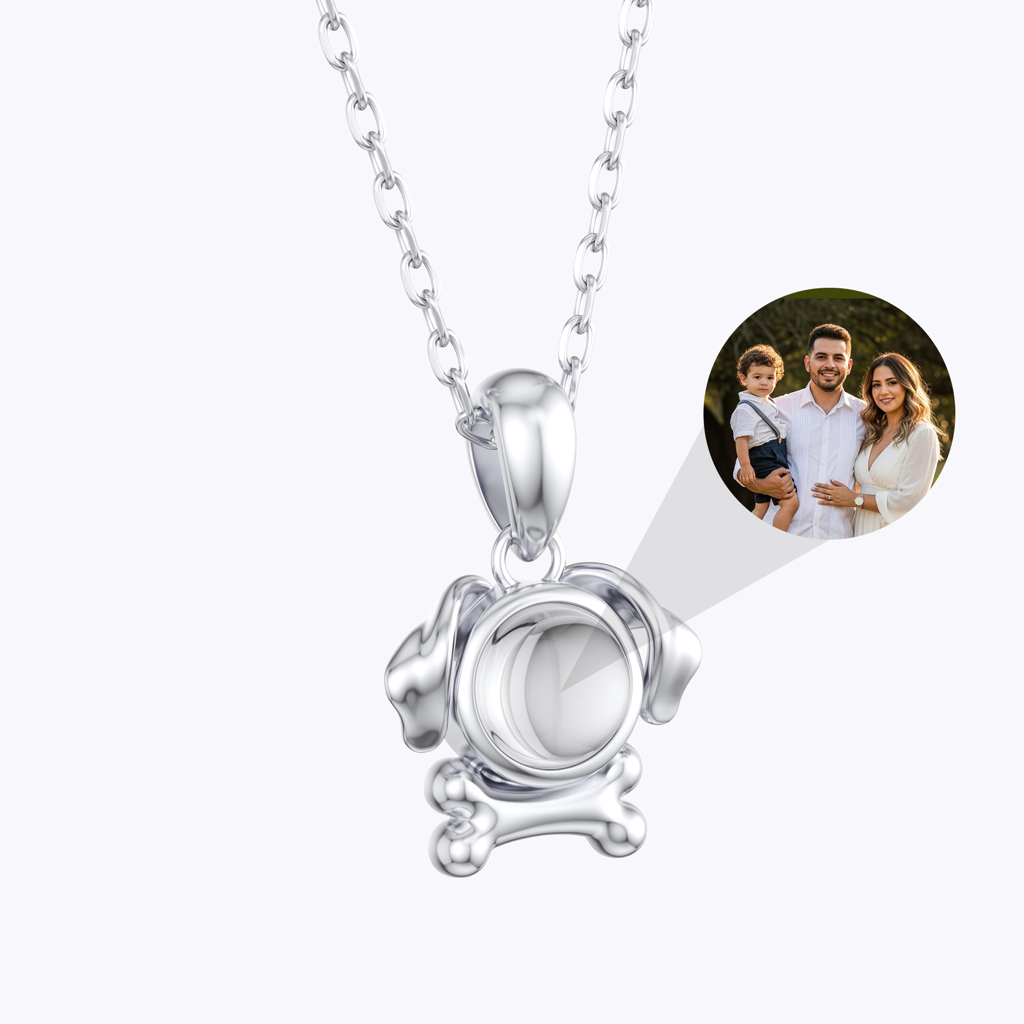 Custom Photo Projection Dog with Bone Necklace