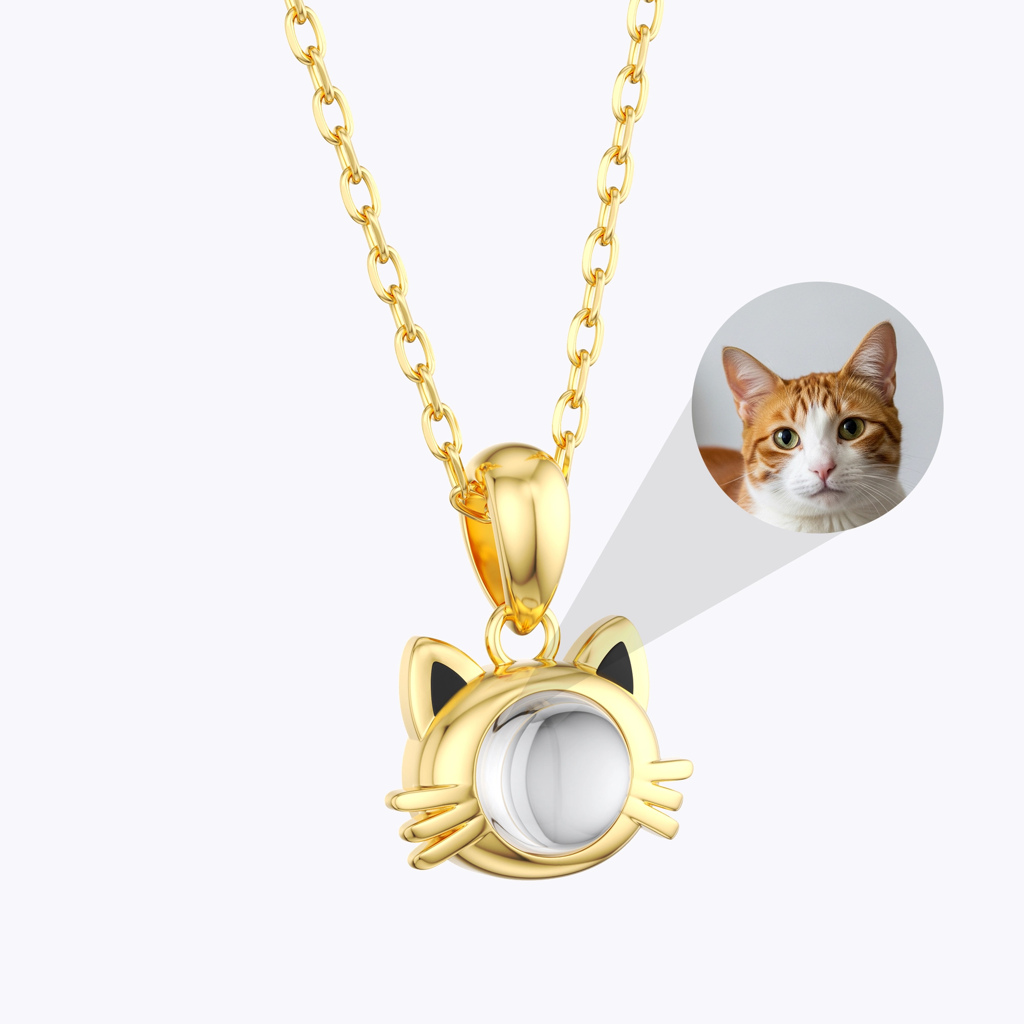 Custom Cat Photo Projection Necklace
