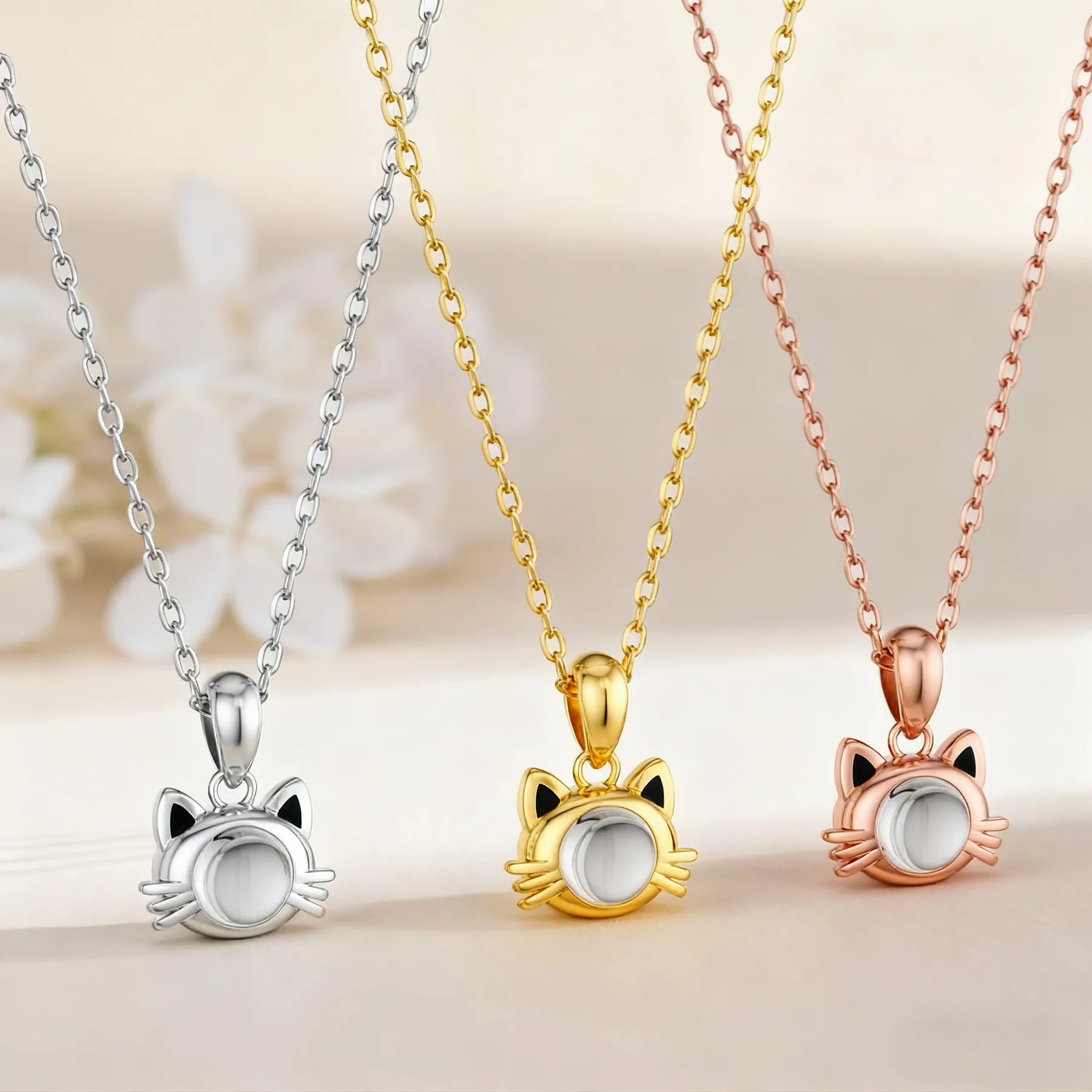 Custom Cat Photo Projection Necklace