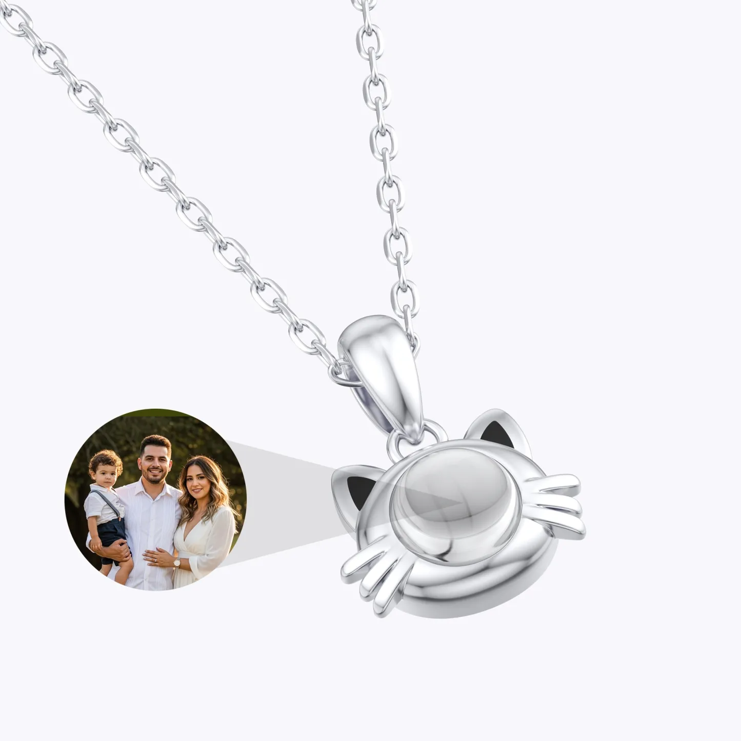 Custom Cat Photo Projection Necklace