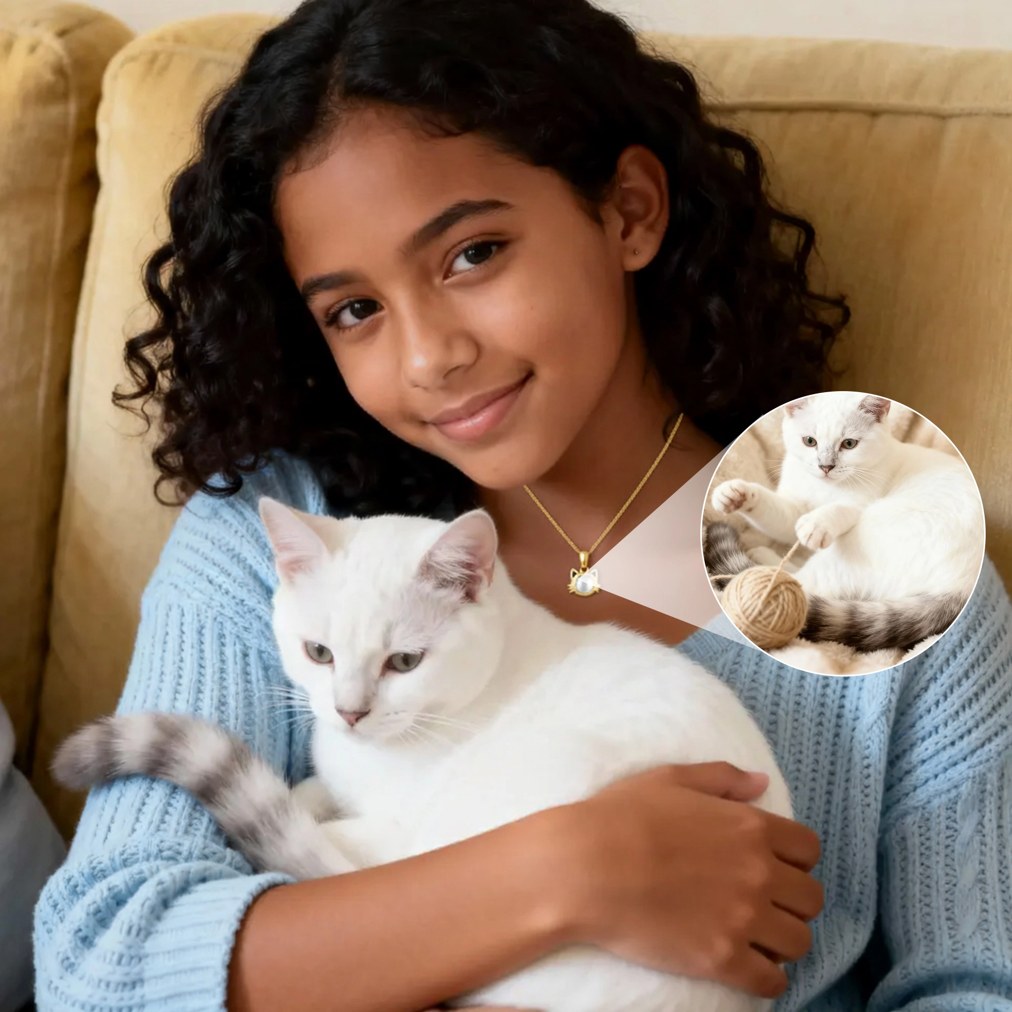 Custom Cat Photo Projection Necklace