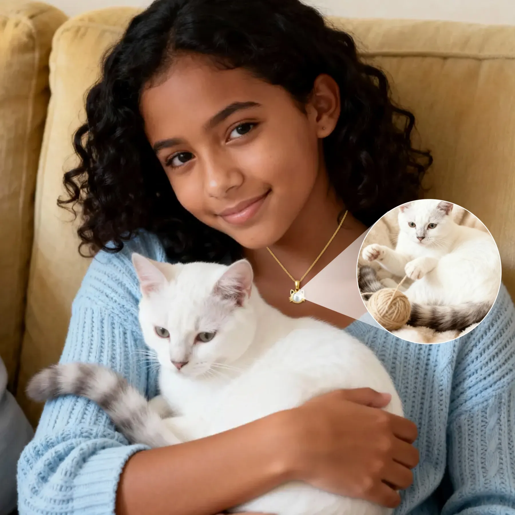 Custom Cat Photo Projection Necklace