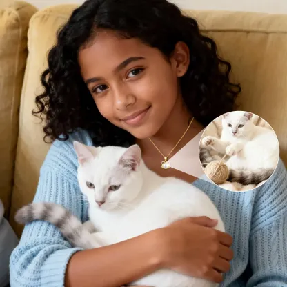 Custom Cat Photo Projection Necklace