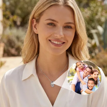 Custom Photo Projection Hamsa Hand Necklace