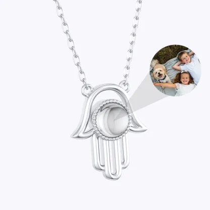 Custom Photo Projection Hamsa Hand Necklace