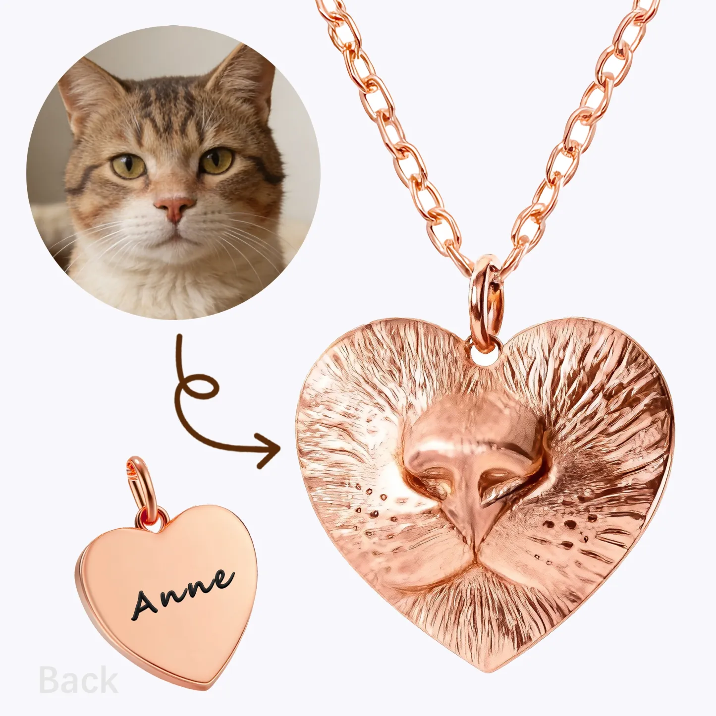 Custom Dog Nose Print Heart Pattern Necklace