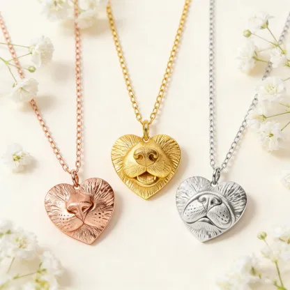 Custom Dog Nose Print Heart Pattern Necklace