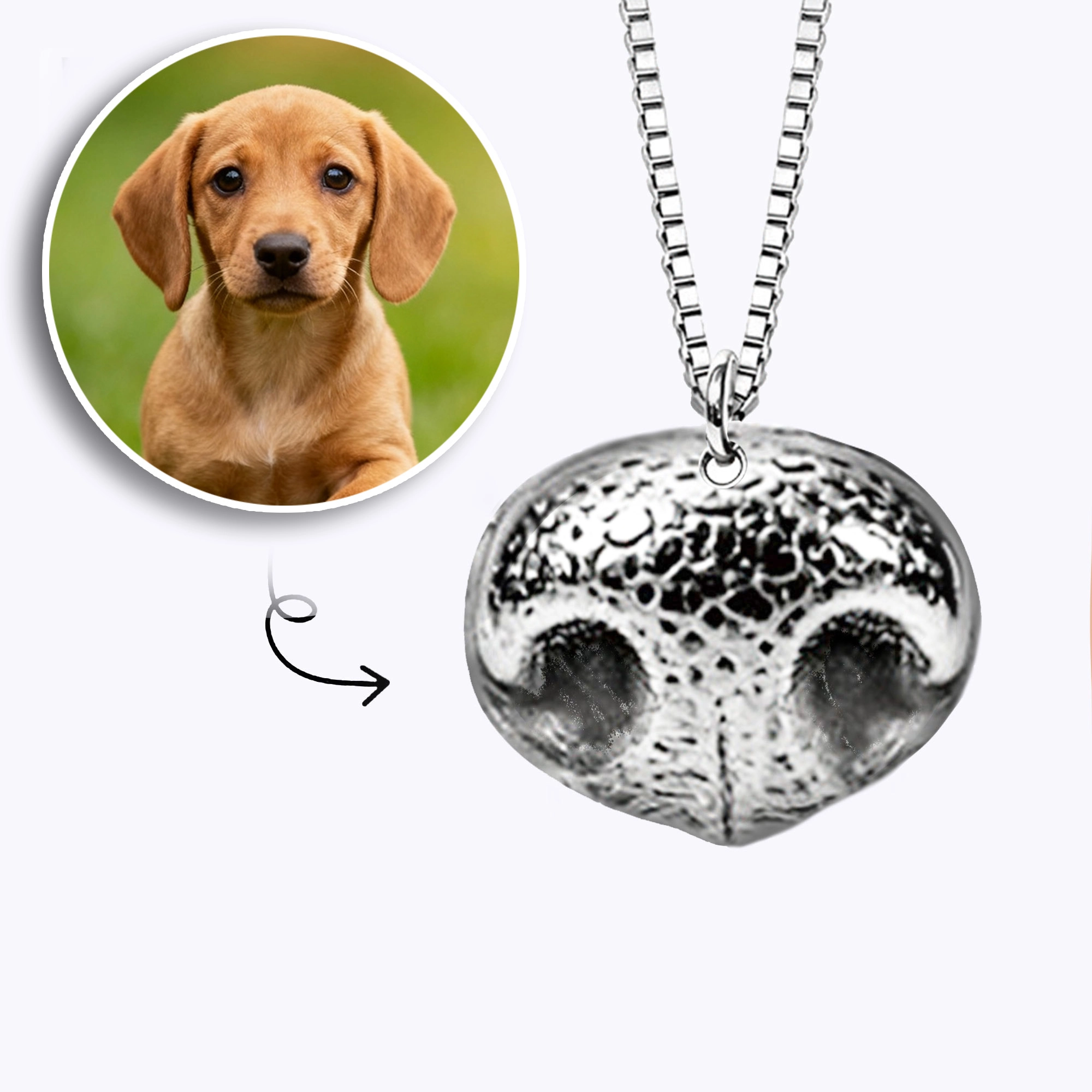 Custom Dog Nose Print Necklace