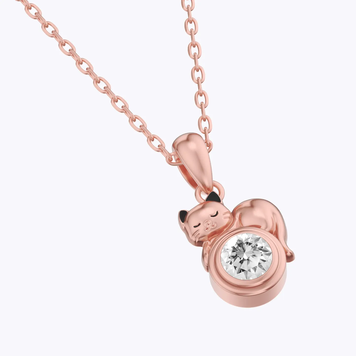 Custom Round Birthstone Cat Necklace