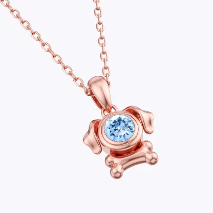 Custom Round Birthstone Dog Necklace