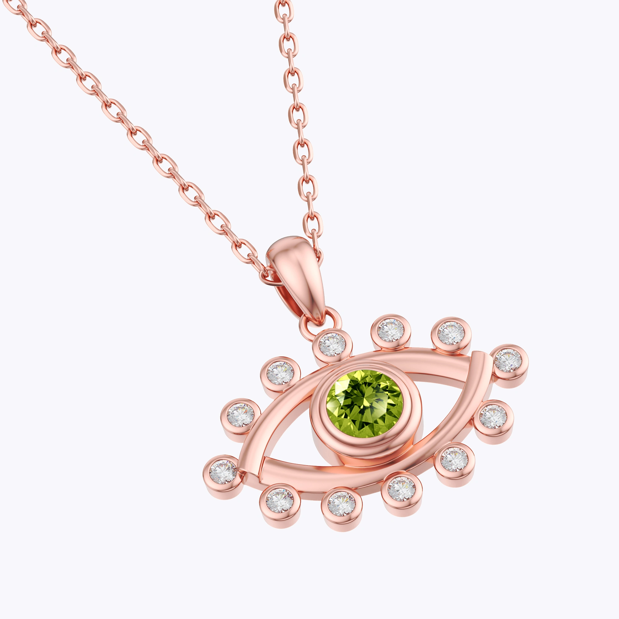 Custom Round Birthstone Crystal Evil Eye Necklace