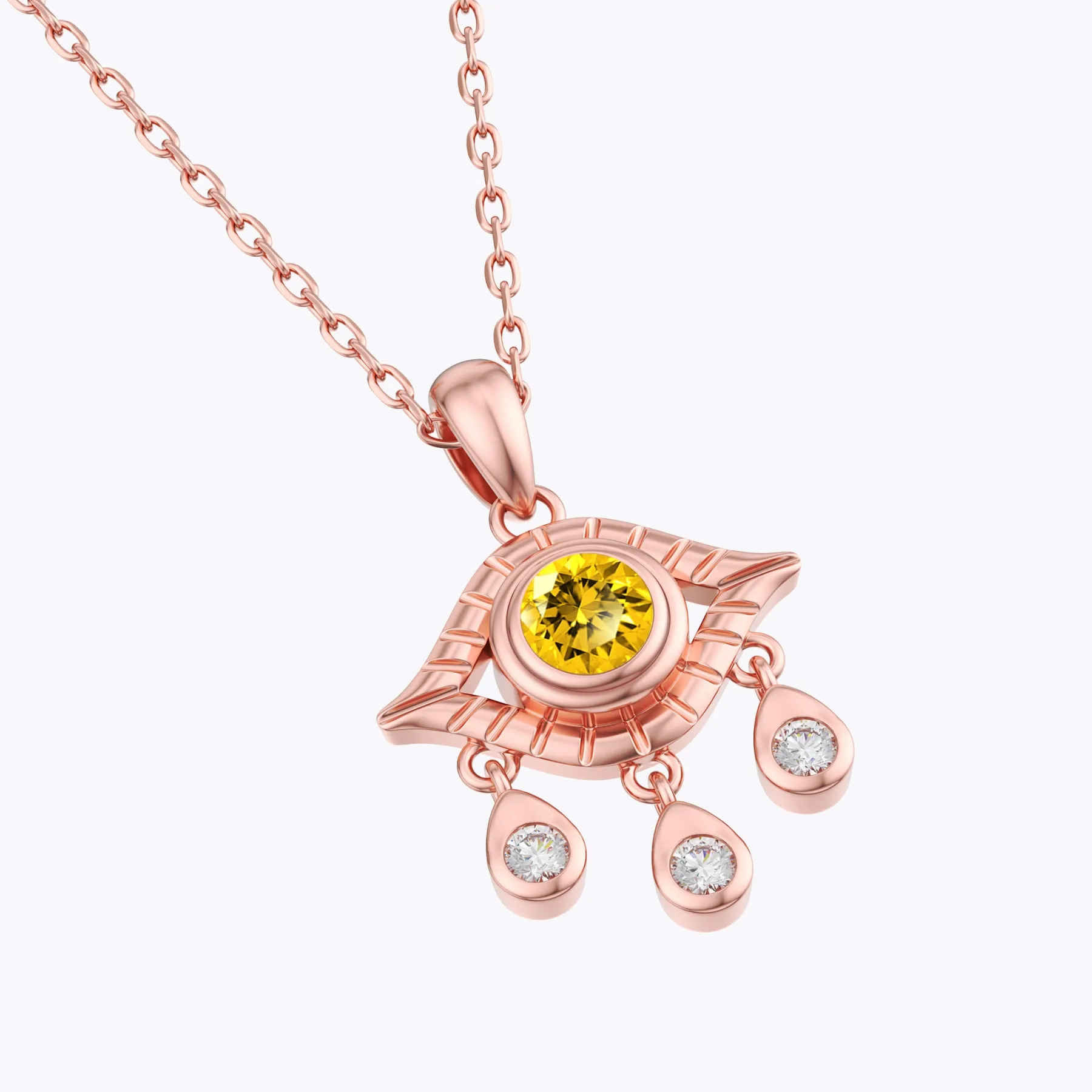 Custom Evil Eye Round Birthstone Necklace with Crystal