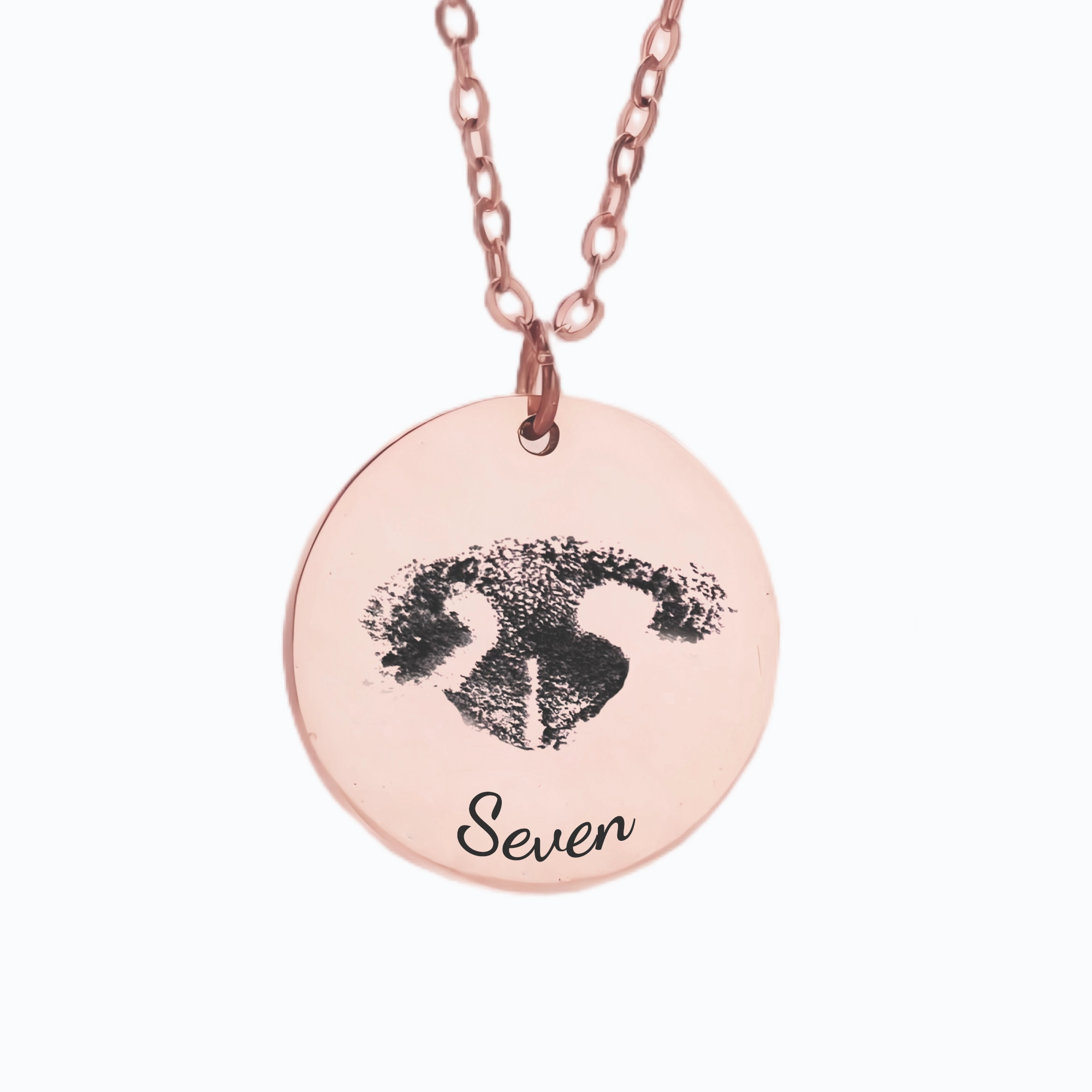 Custom Dog Nose Print Engraved Round Disc Pendant Necklace