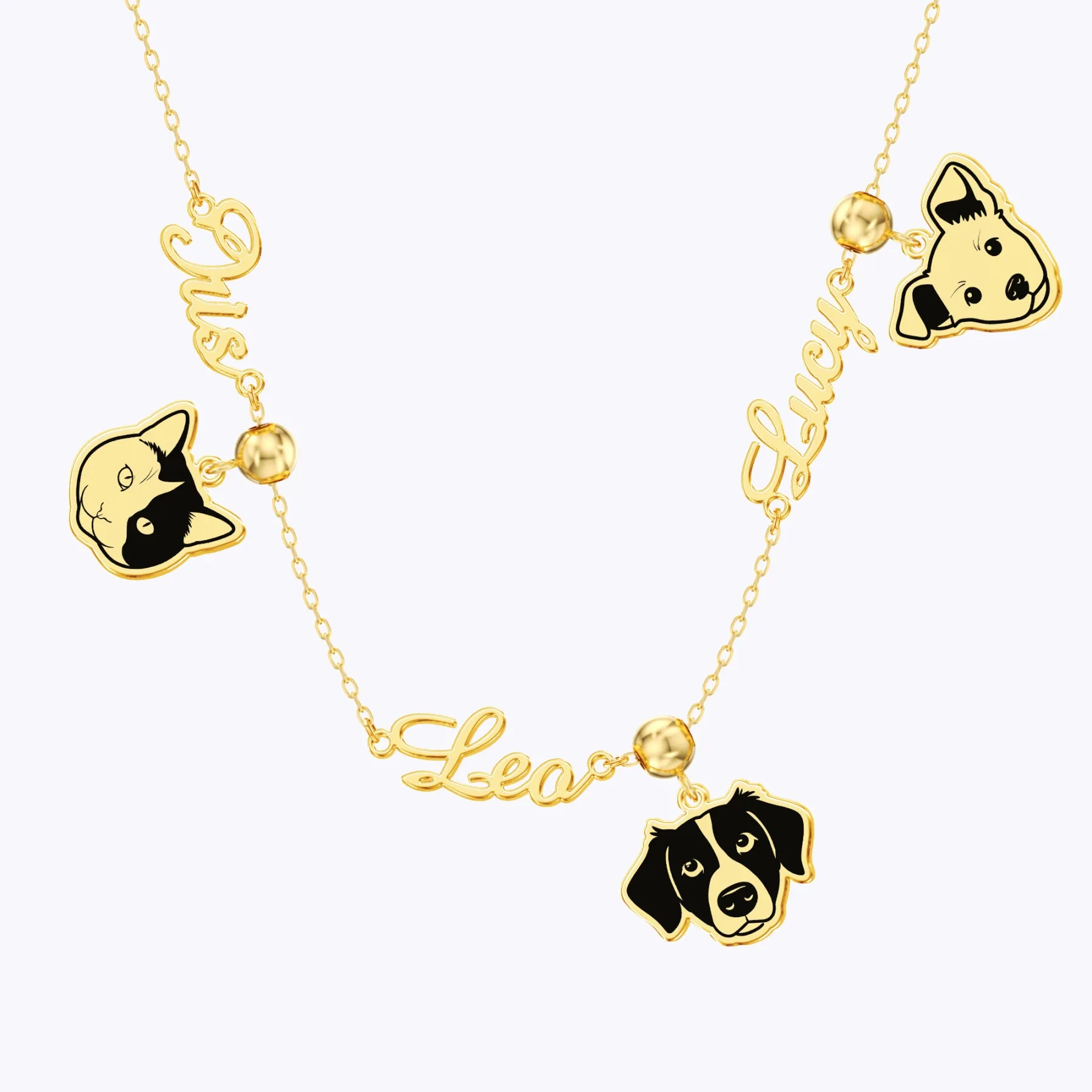 Custom Dog Cat Portrait Pendant Necklace with Name