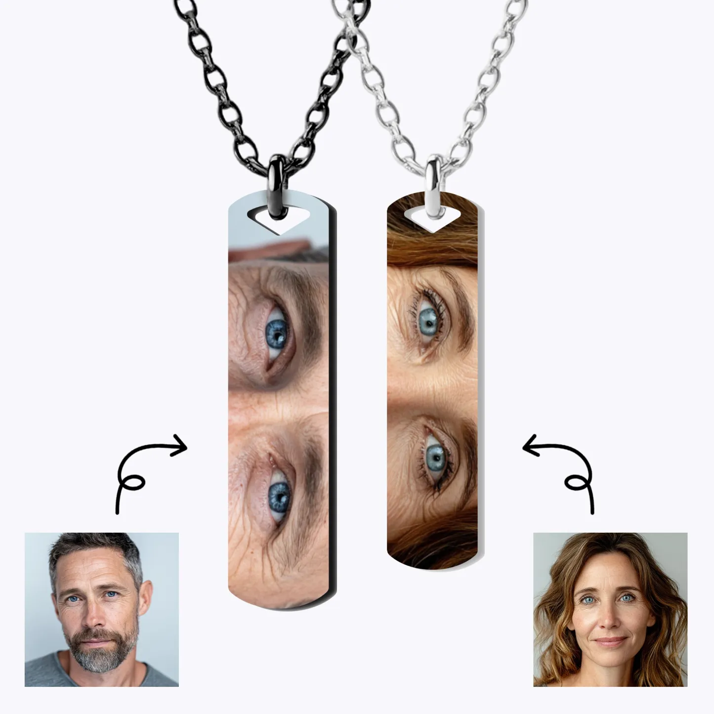 Custom Eye Photo Necklaces For Couple