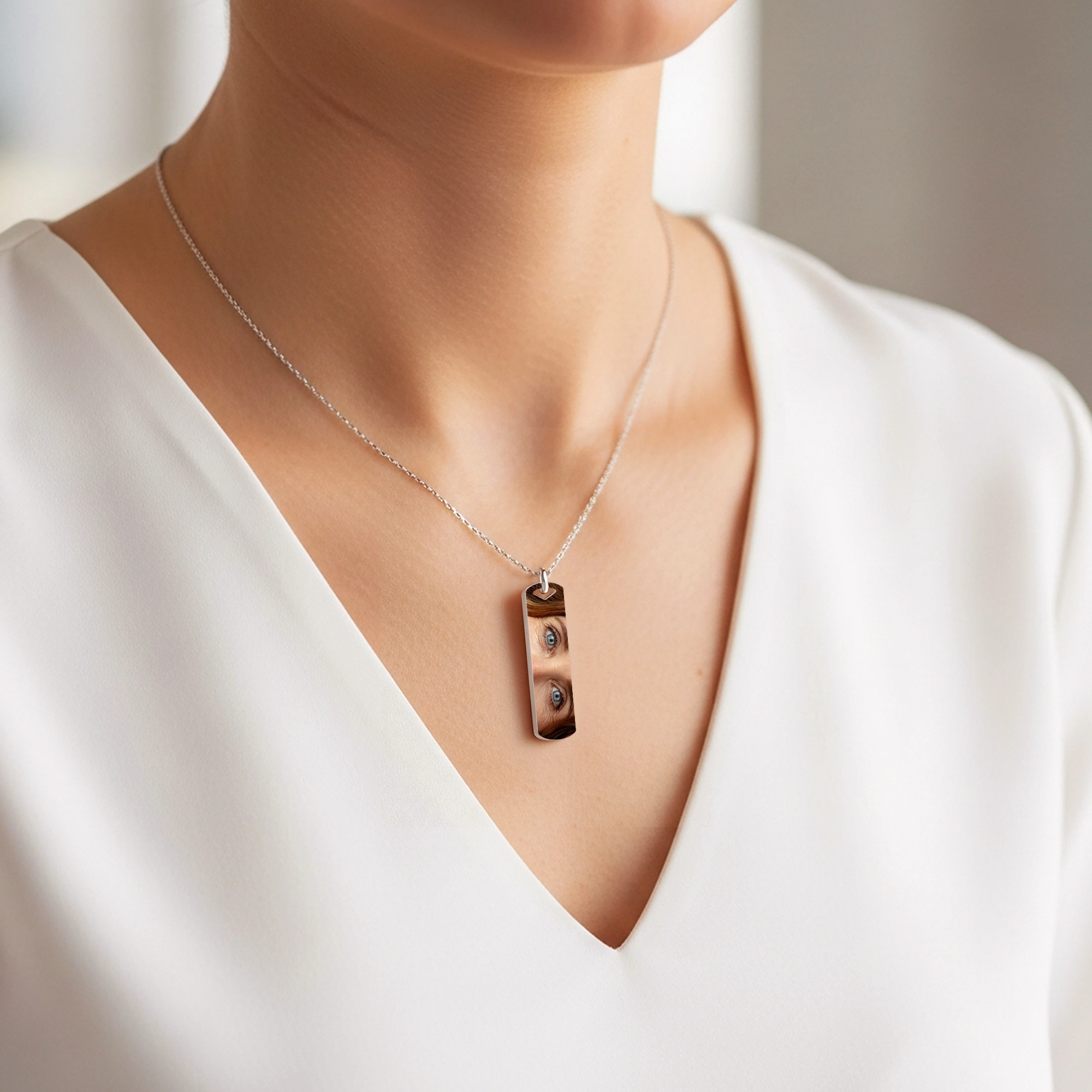 Custom Eye Photo Necklaces For Couple