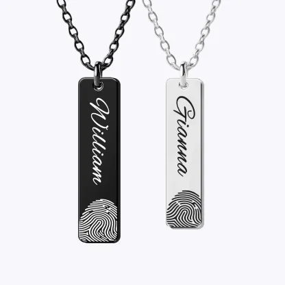 Custom Fingerprint Photo Necklaces For Couple with Name
