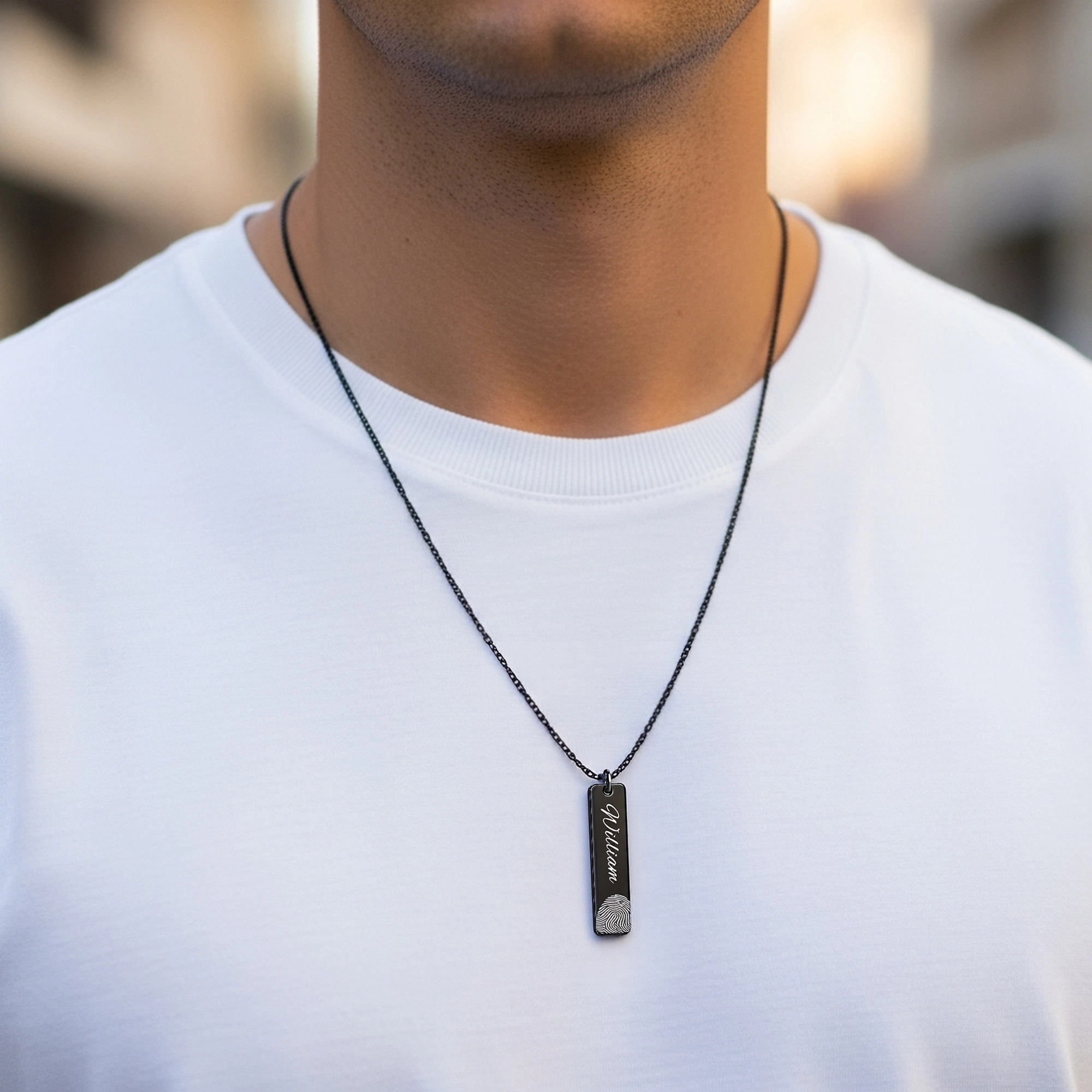 Custom Fingerprint Photo Necklaces For Couple with Name