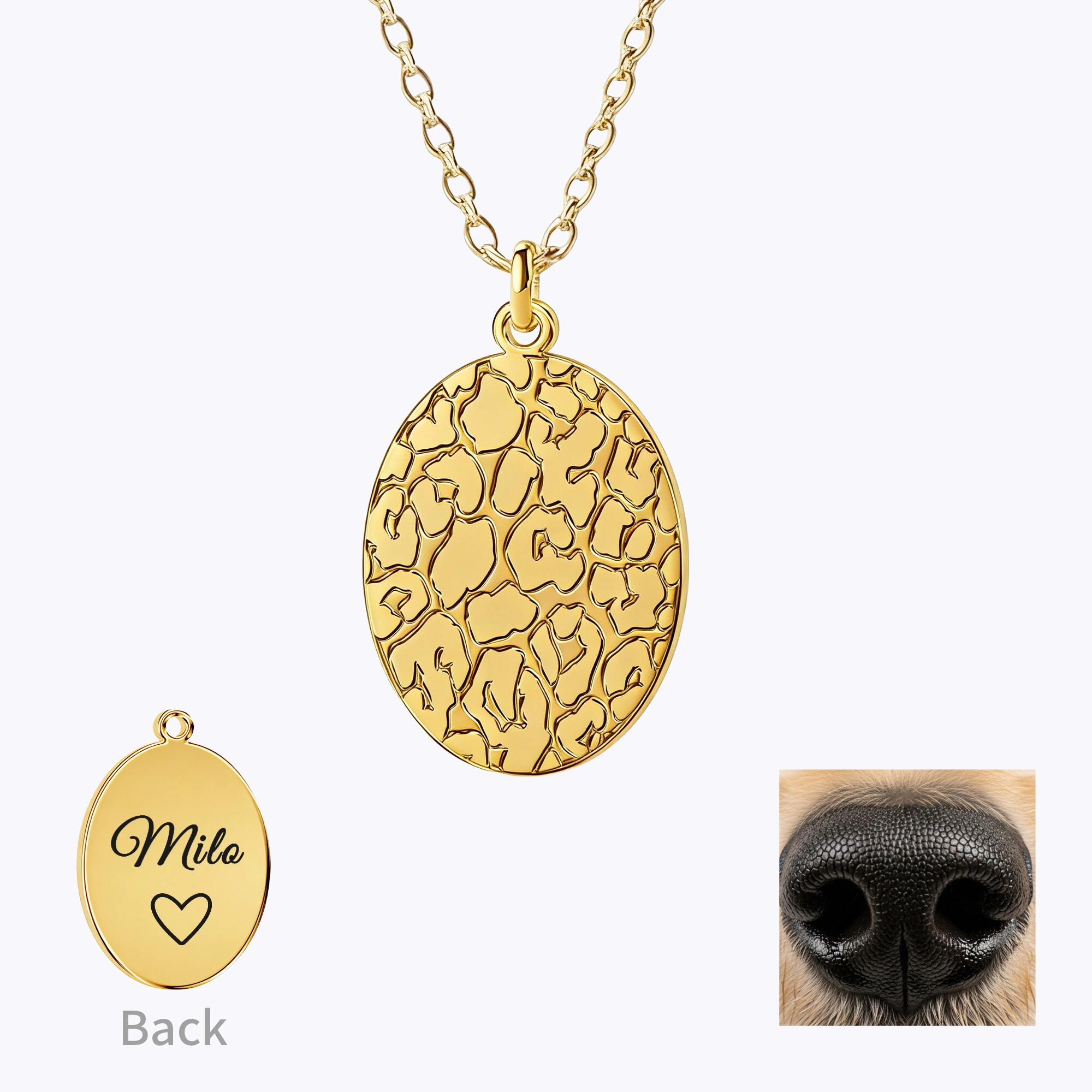 Custom Dog Cat Nose Print Necklaces with Name