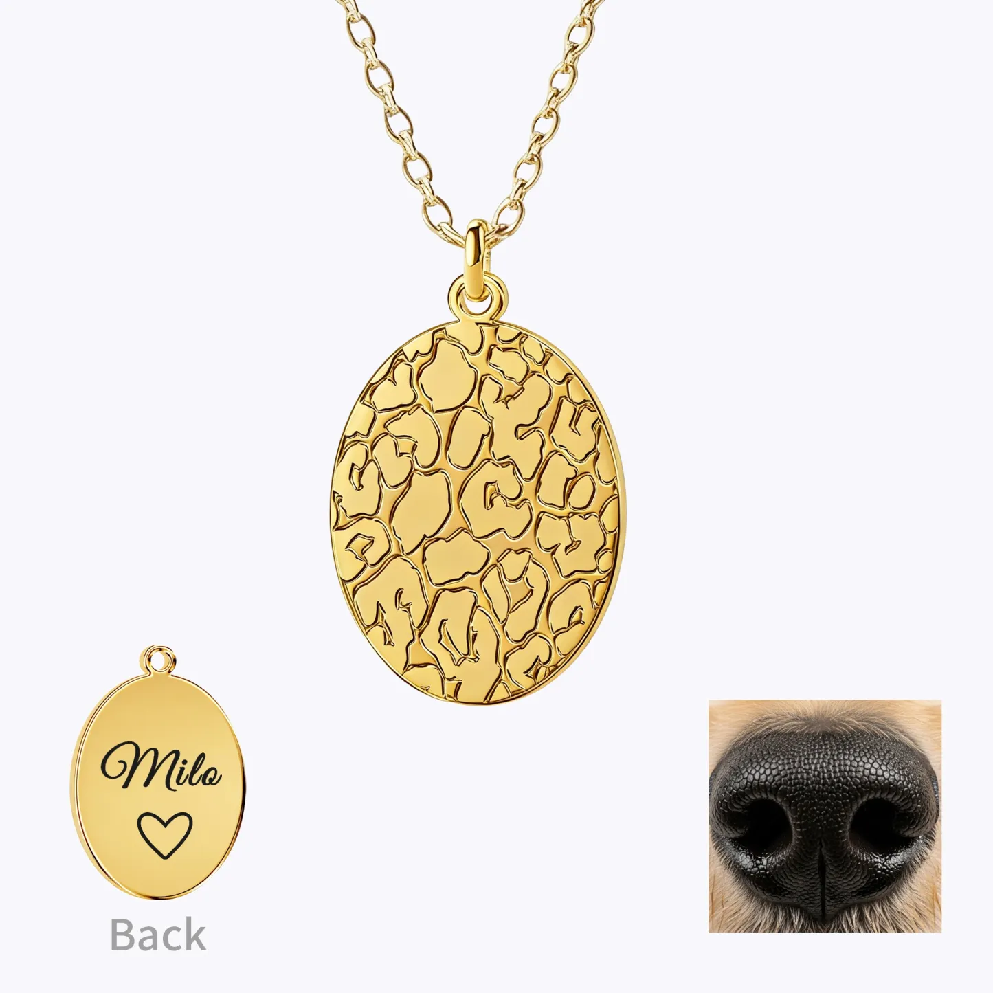 Custom Dog Cat Nose Print Necklaces with Name