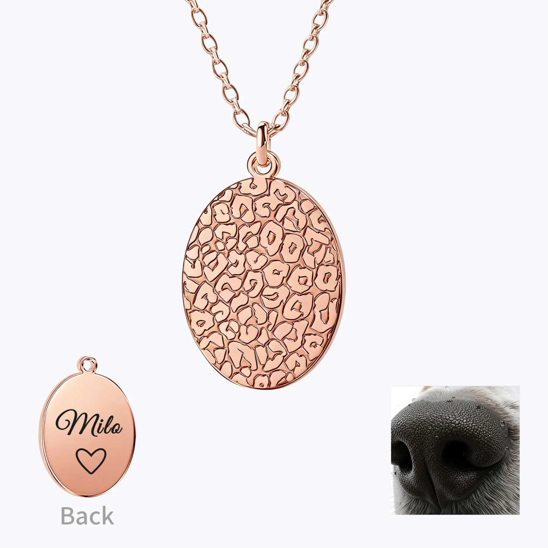 Custom Dog Cat Nose Print Necklaces with Name