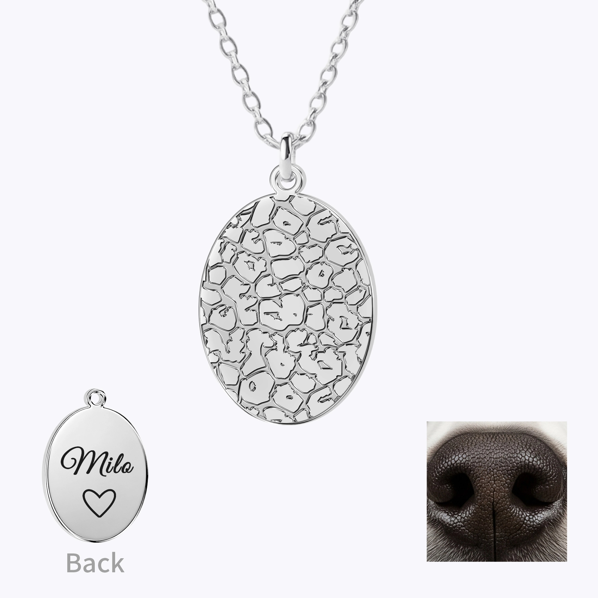 Custom Dog Cat Nose Print Necklaces with Name